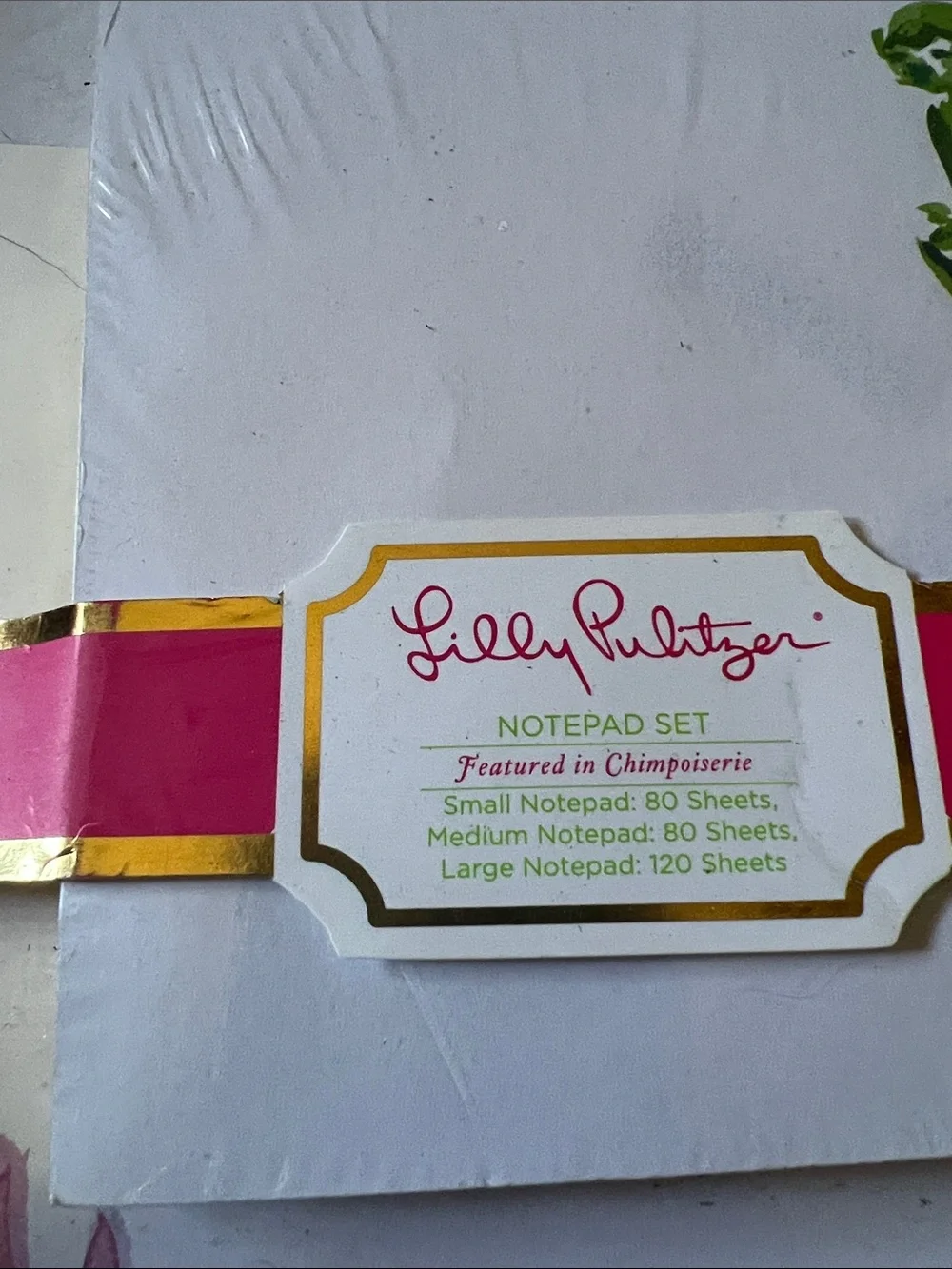 Lilly Pulitzer Pink Green Floral Notepad & Stationery Set